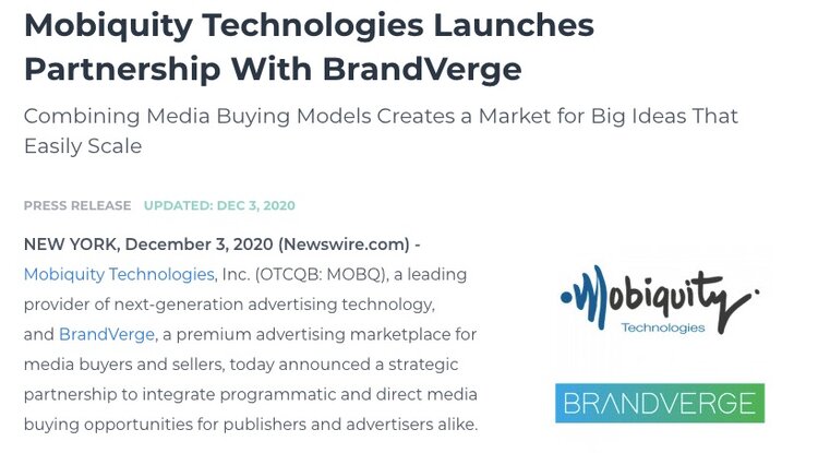 BrandVerge Announces Partnership with Mobiquity, Unlocking Programmatic Efficiencies for Concierge Clients