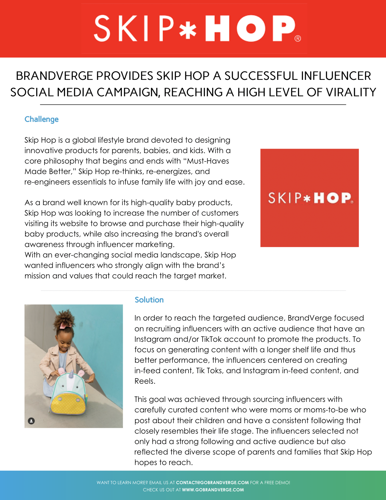 BRANDVERGE PROVIDES SKIP HOP A SUCCESSFUL INFLUENCER SOCIAL MEDIA CAMPAIGN, REACHING A HIGH LEVEL OF VIRALITY