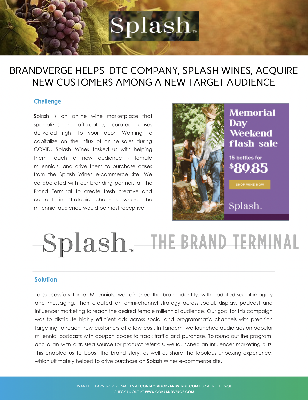 BRANDVERGE HELPS DTC COMPANY, SPLASH WINES, ACQUIRE NEW CUSTOMERS AMONG A NEW TARGET AUDIENCE