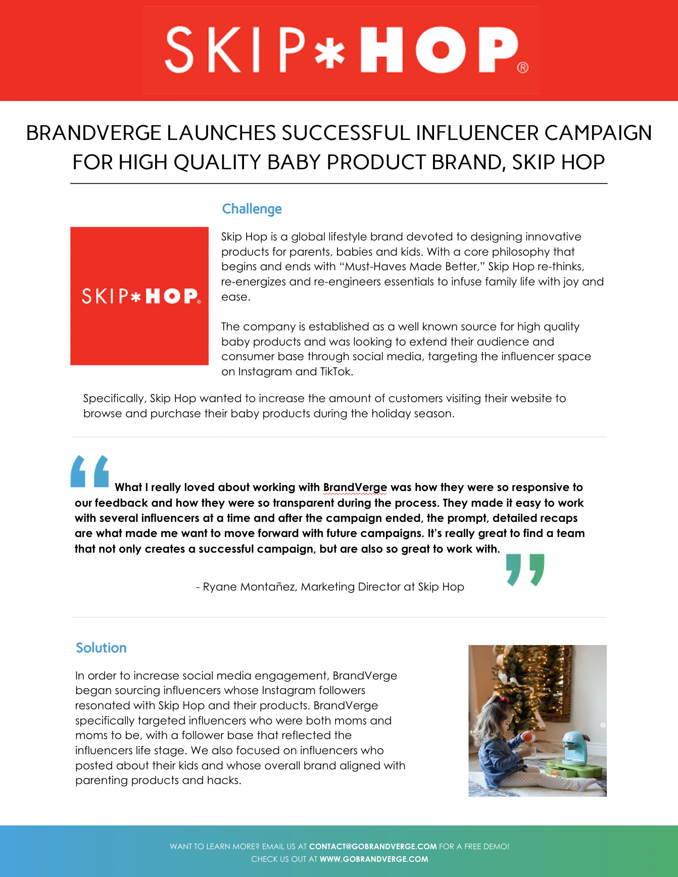 BRANDVERGE LAUNCHES SUCCESSFUL INFLUENCER CAMPAIGN FOR HIGH QUALITY BABY PRODUCT BRAND, SKIP HOP