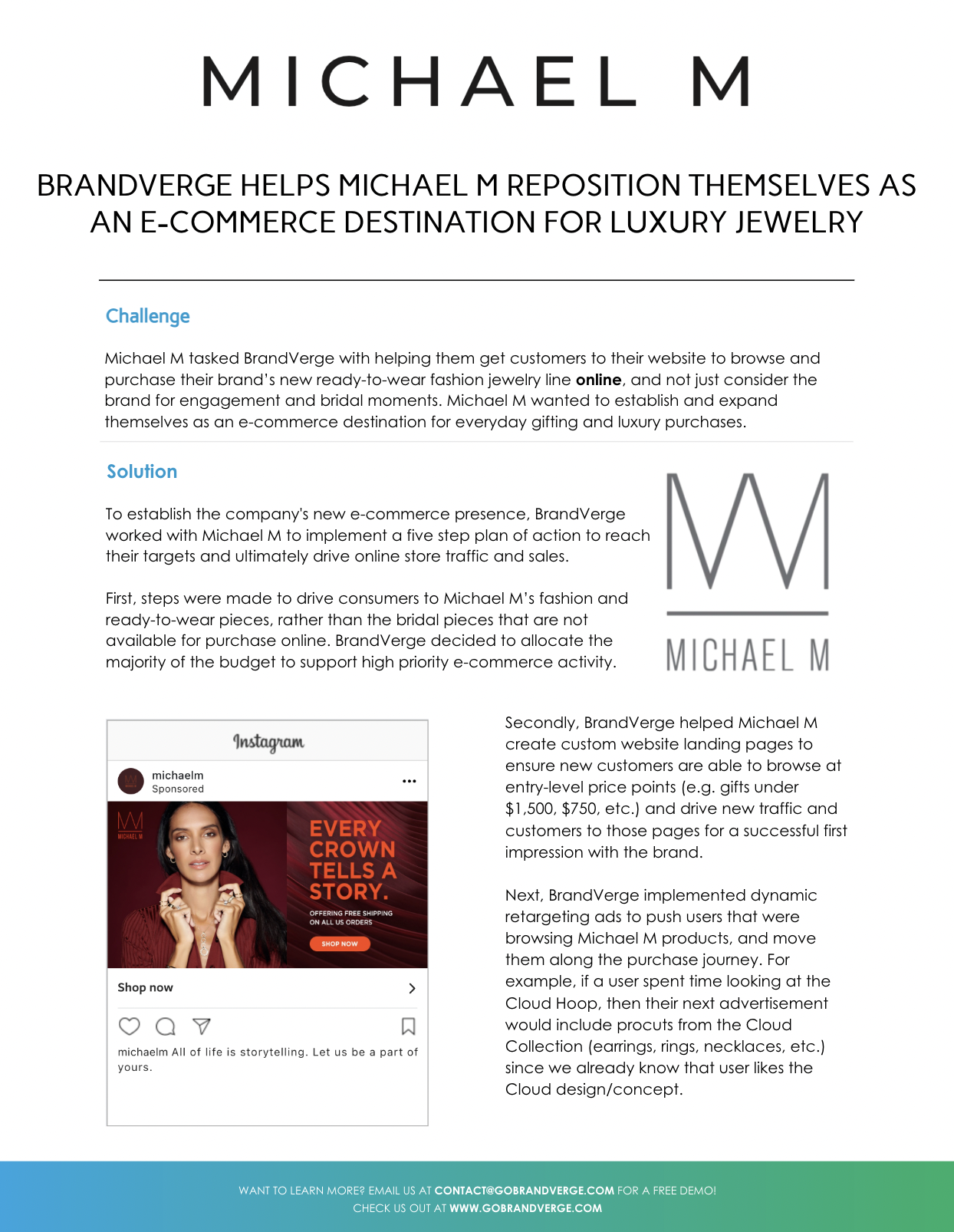 BRANDVERGE HELPS MICHAEL M REPOSITION THEMSELVES AS AN E-COMMERCE DESTINATION FOR LUXURY JEWELRY